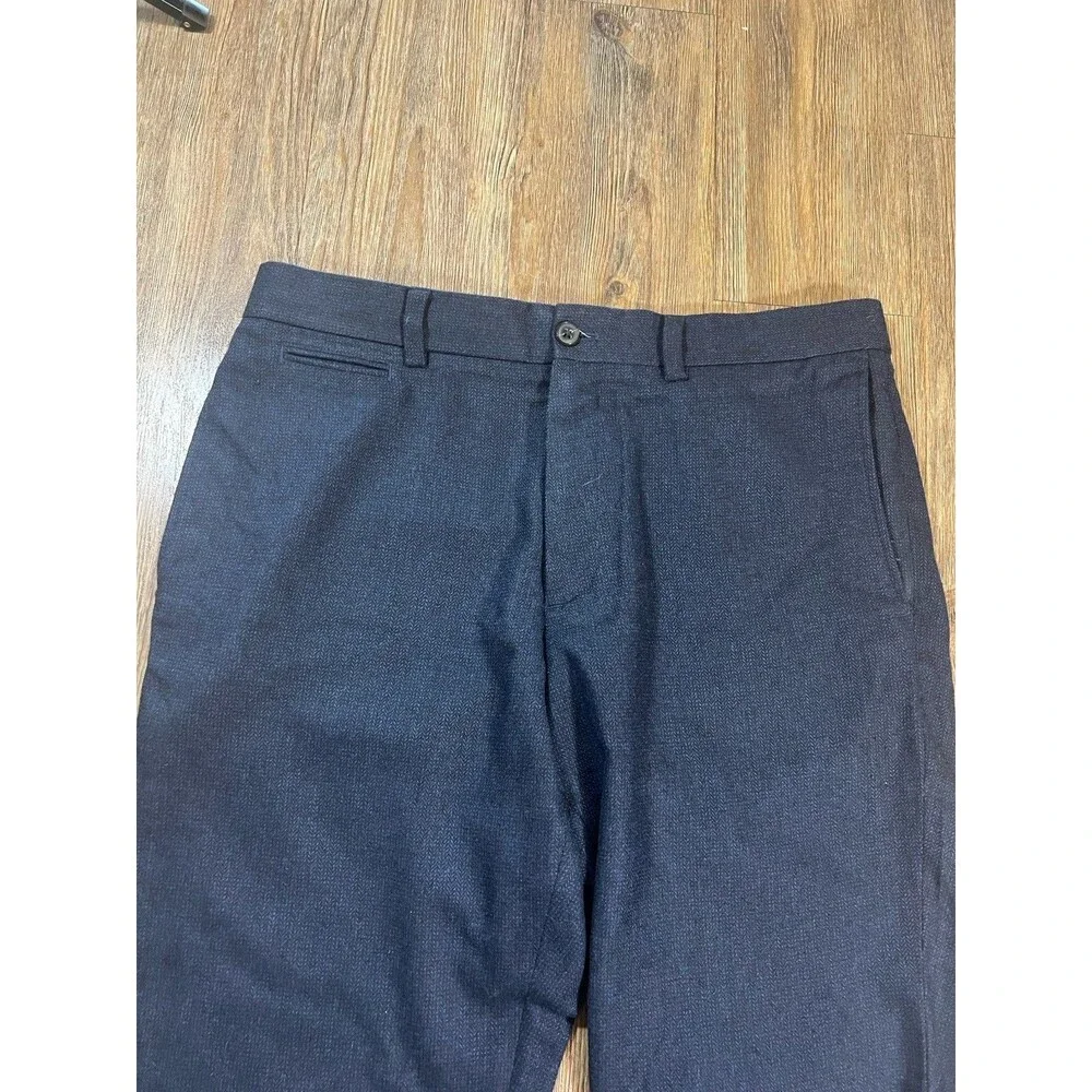 Banana Republic Nova Fides Italian Wool Trouser Pants Blue Herringbone Men 36x30